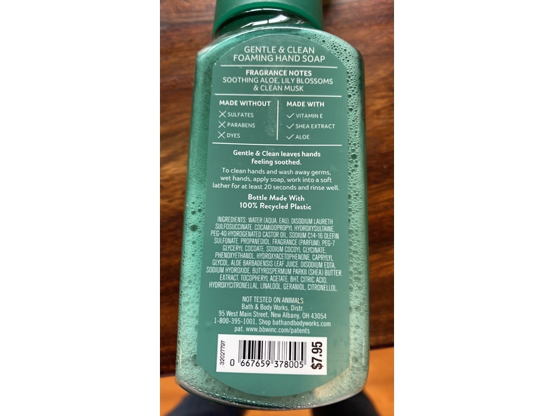 Bath & Body Works Gentle & Clean Foaming Hand Soap, White Barn, Aloe & Lily Blossoms, 8.75 fl oz