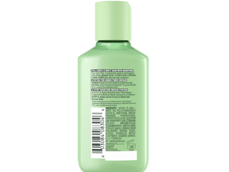 Garnier Fructis Hair Filler Moisture Repair Serum, Hyaluronic Acid + Citric Acid, 3.8 fl oz/111 mL
