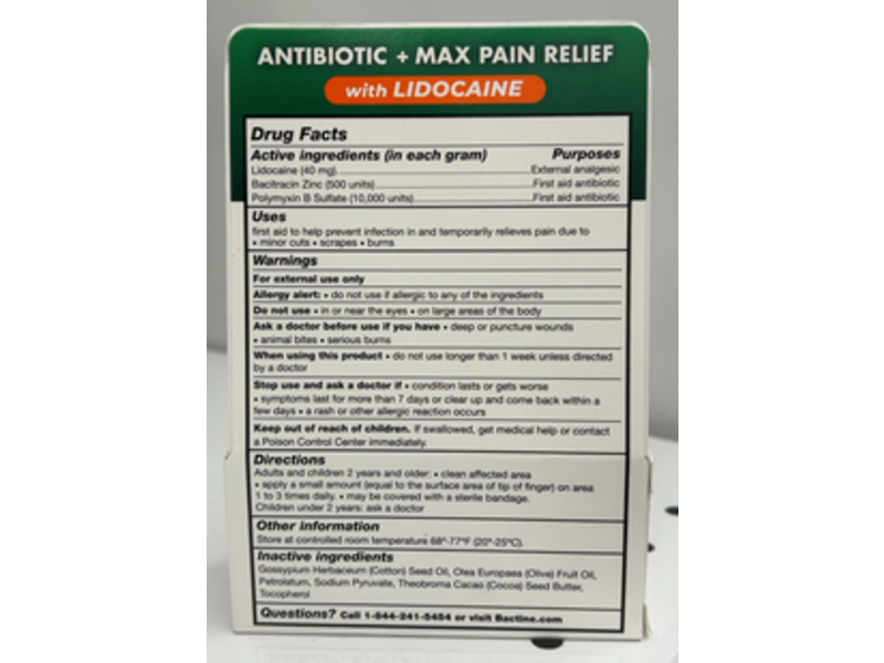 Bactine Max Antibiotic + Max Pain Relief Ointment, Lidocaine, 0.5 oz/14.2 g