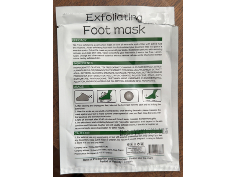 Aliver Exfoliating Foot Mask, Tea Tree, 1.41 oz/40 g, 3 Pack
