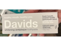 Davids Whitening + Antiplaque Toothpaste, Natural Mint + Charcoal, 1.75 oz/50 g, Pack Of 3 - thumbnail 2