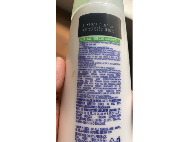 Dove Hair Fall Rescue Nourishing Shampoo, 180 mL