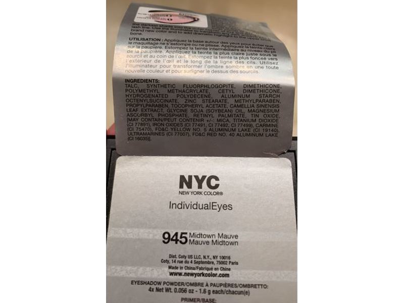 NYC New York Color Individual Eyes, Midtown Mauves, 0.056 oz / 1.6 g