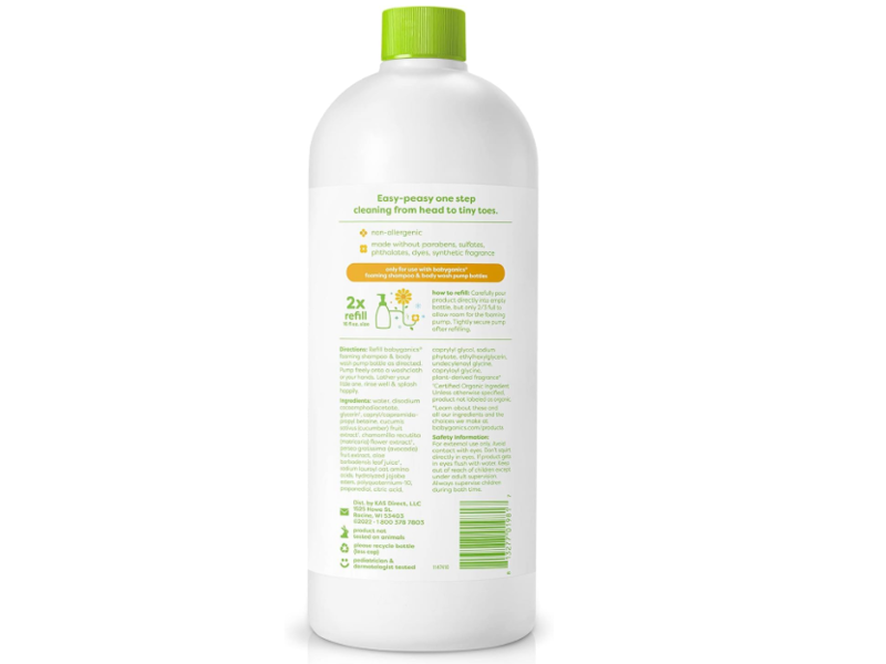 Babyganics Shampoo & Bodywash Refill, Chamomile Verbena, 32 fl oz/946 mL