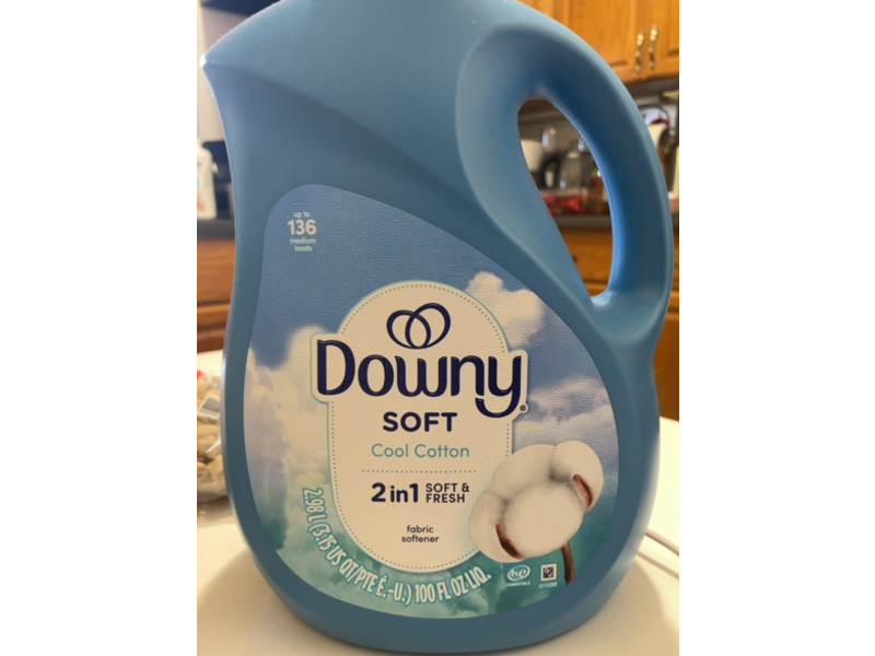 Downy 2 In 1 Soft & Fresh Fabric Softener, Cool Cotton, 136 Loads, 100 fl oz/2.98 L