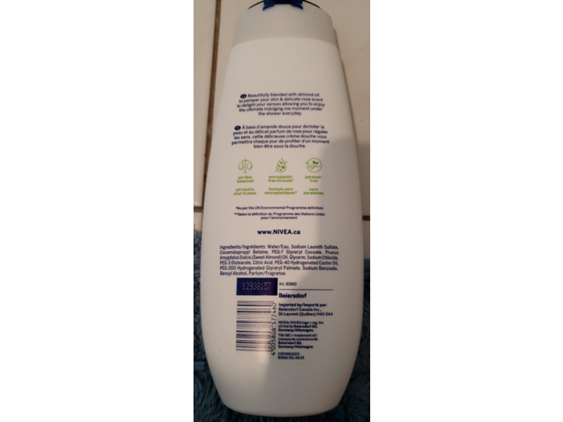Nivea Body Wash, Rose & Almond Oil, 500 mL.