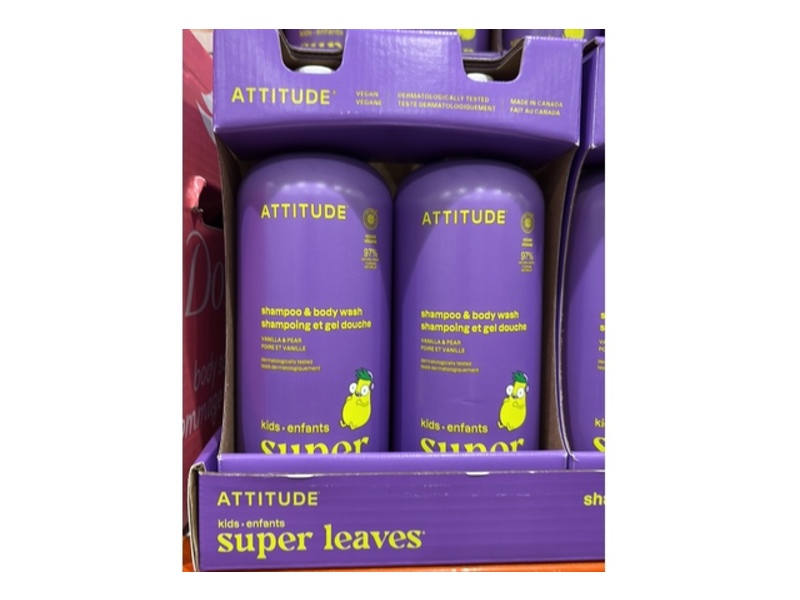 Attitude Super Leaves Kids Shampoo & Body Wash, Vanilla & Pear, 32 fl oz/946 mL, Pack Of 2