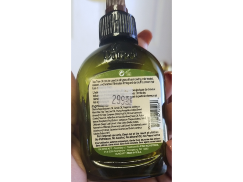 Difeel Premium Natural Hair Oil, Tea Tree, 2.5 fl oz/75 mL