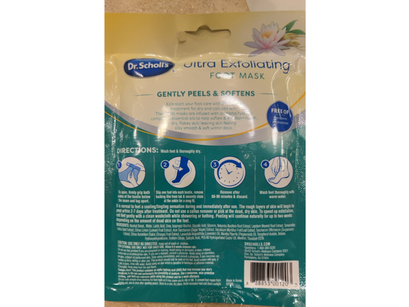 Dr. Scholl's Ultra Exfoliating Foot Mask, Gently Peels & Softens, 1.55 oz/44 g, 1 pair