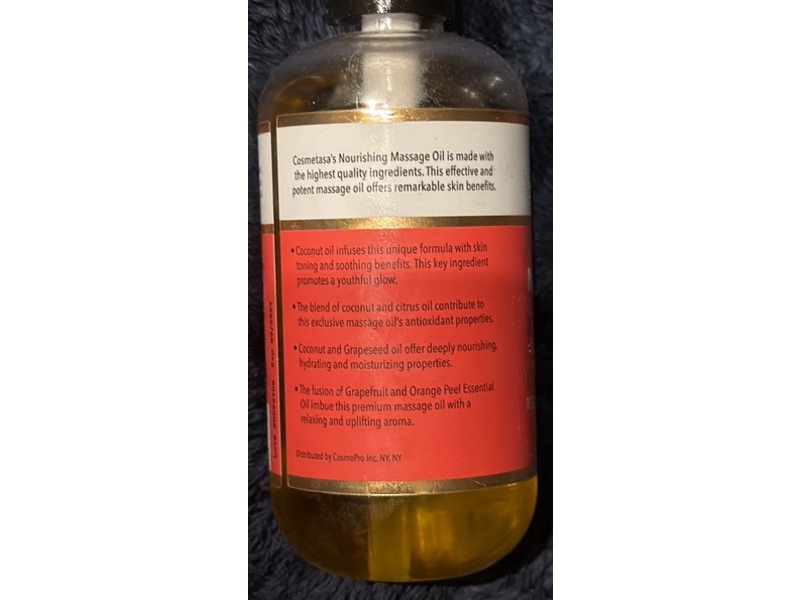 Cosmetasa Natural Massage Oil, Citrus & Coconut Oil, 8.8 oz/260 mL