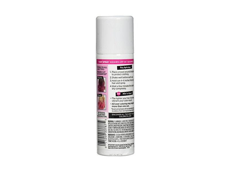 L'Oreal Paris Colo Rista Spray 1-Day Color, Hot Pink 100, 2.0 oz/57 g