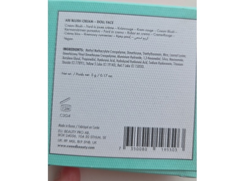 Sweed Air Blush Cream, Doll Face, 0.17 oz/5 g