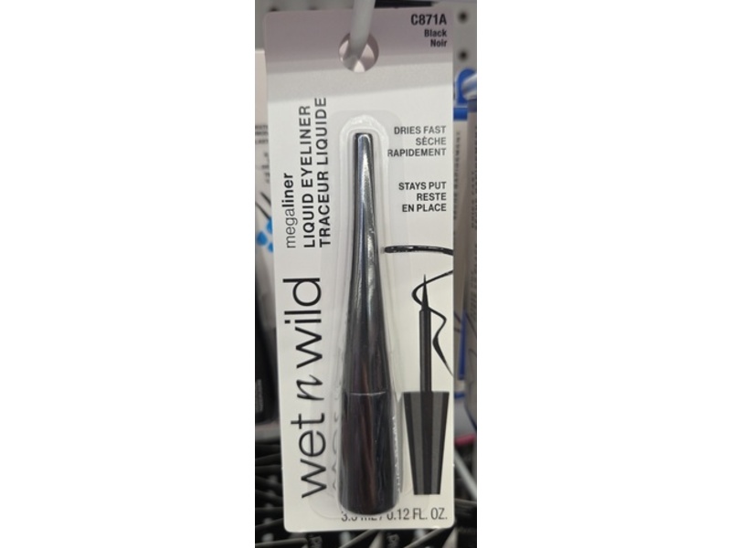 Wet N Wild Megaliner Liquid Eyeliner, C871A Black Noir, 0.12 fl oz/3.5 mL