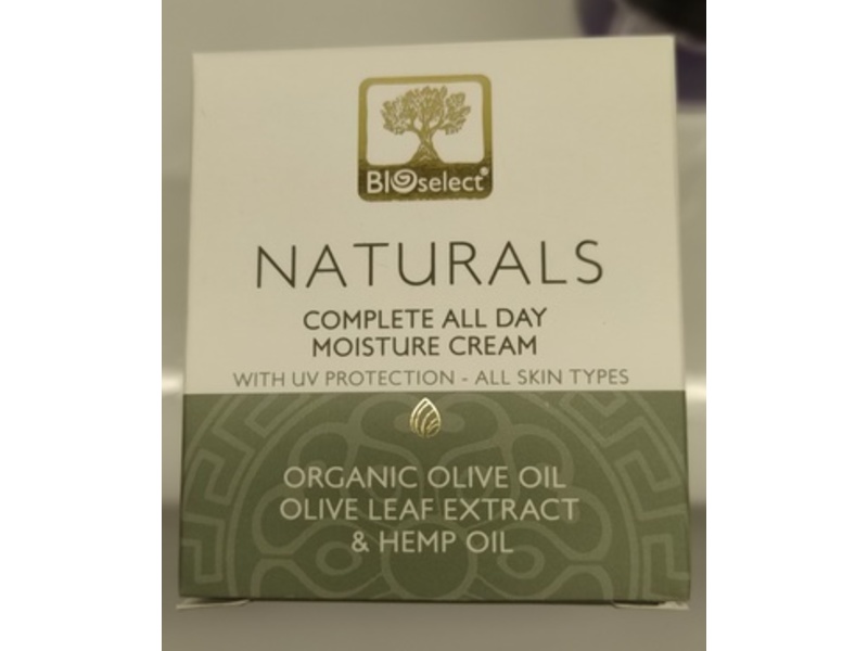 BIOselect Naturals Complete All Day Moisture Cream, Organic Olive Oil Olive Leaf Extract & Hemp OIl, 50 mL