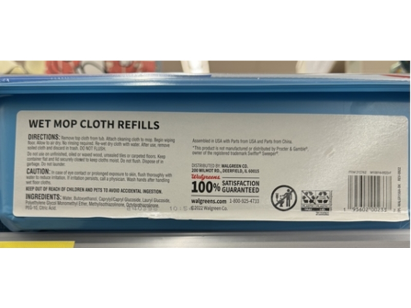 Walgreens Wet Mop Cloth Refills, 24 Count