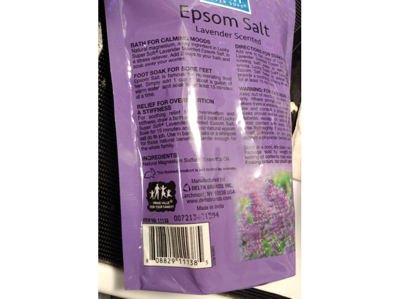 Lucky Super Soft Epsom Salt, Lavender Scented, 19.2 oz/544 g