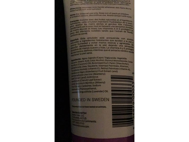 Nordic Care Hand Cream Swedish Formula, Lavender, 6 oz/180 ml