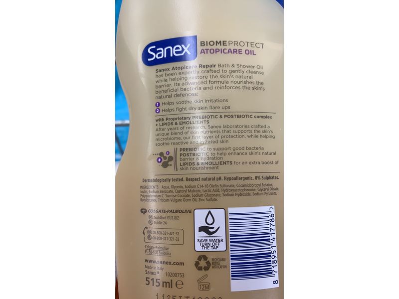 Sanex Biomeprotect Atopicare Bath & Shower Oil, Repair, 515 mL