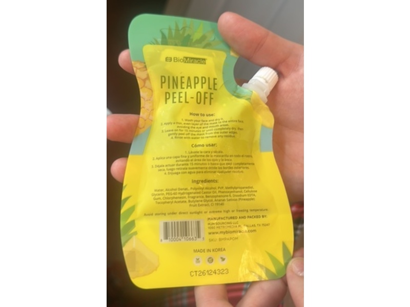 BioMiracle Peel-Off Cleansing & Refreshing Face Mask, Pineapple, 1.23 oz/35 g