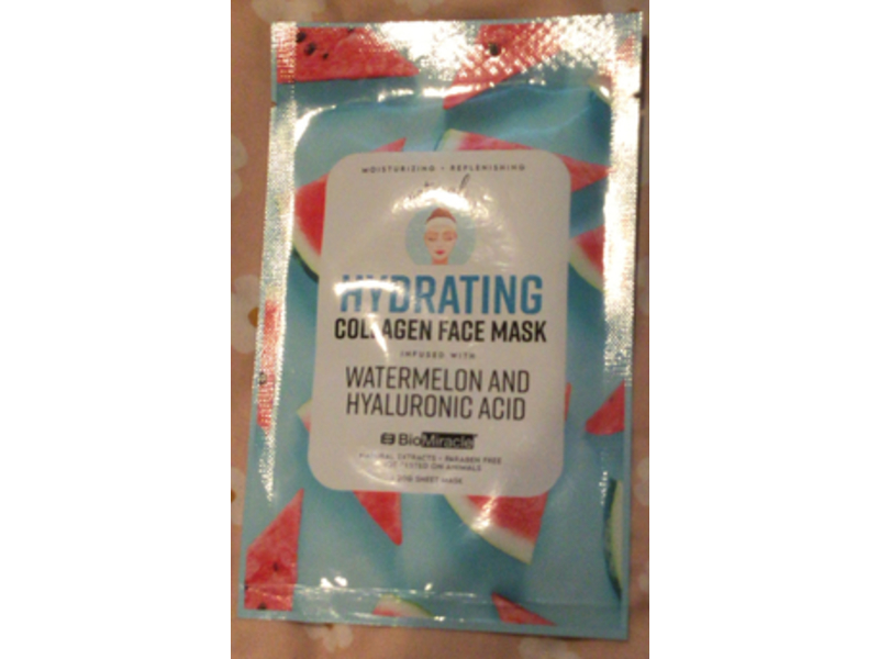 BioMiracle Hydrating Collagen Face Mask, Watermelon & Hyaloronic Acid, 20 g, 10 Count