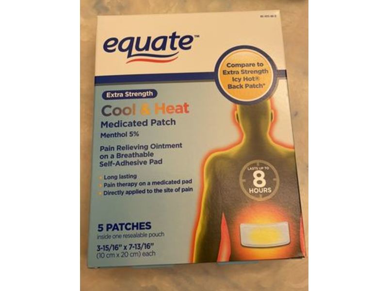 Equate Cool & Heat Medicated Patch, Extra Strength, Menthol 5%, 5 Patches