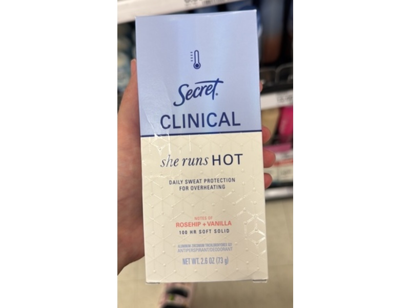 Secret Clinical She Runs Hot Antiperspirant Deodorant, Rosehip + Vanilla, 2.6 oz/73 g