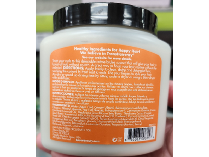 Sauce Beauty Curl Custard Creme Brulee, Cocoa Butter + Coconut Oil & Tangerine Oil, 10.5 fl oz/311 mL