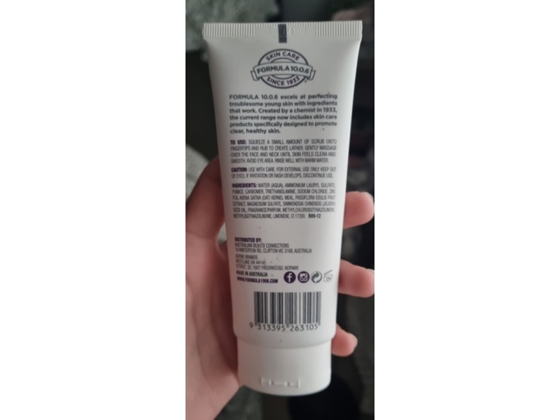 Formula 10.0.6 One Smooth Operator Pore Clearing Face Scrub, Zinc + Oat, Pumice, 3.4 fl oz/100 mL