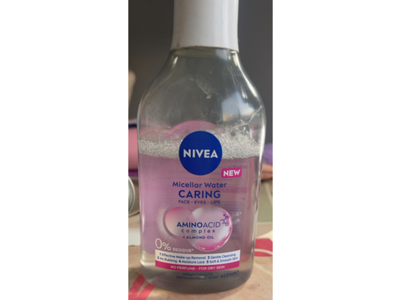 Nivea Caring Micellar Water Cleansers, Amino Acid Complex + Almond Oil, 400 mL