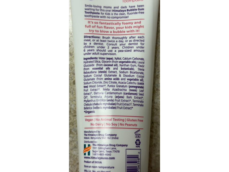 Himalaya Botanique Kids Toothpaste, Bubble Gum, 4 oz/113 g