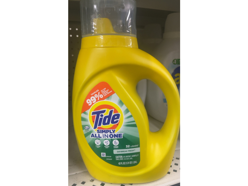 Tide Simply All In One Liquid Detergent, Daybreak Fresh, 32 Loads, 42 fl oz/1.24 L