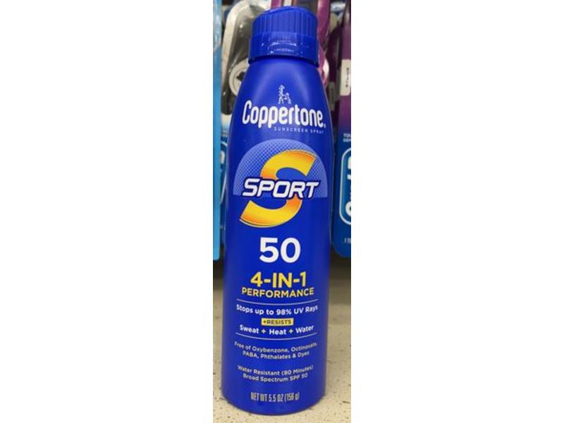 Coppertone Sport 4 - In - 1 Sunscreen Spray, SPF 50, 5.5 oz/156 g