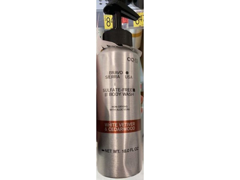 Bravo Sierra Sulfate-Free Body Wash, White Vetiver & Cedarwood, 18.0 fl oz