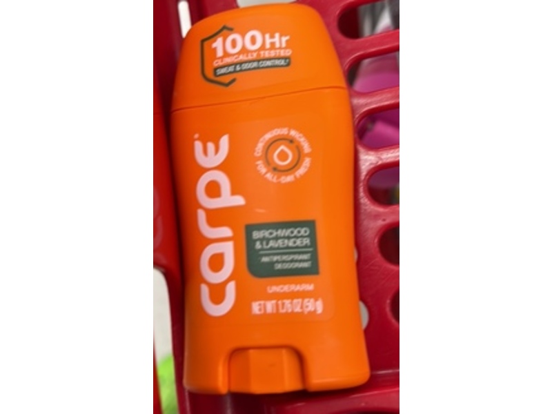 Carpe Antiperspirant Deodorant, Birchwood & Lavender, 1.76 oz/50 g