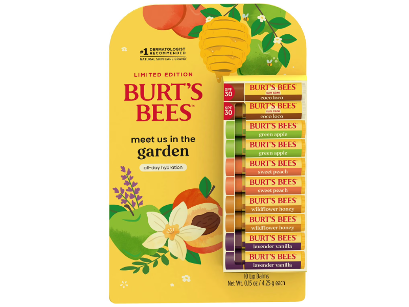 Burt's Bees Garden Party Moisturizing Lip Balm Multipack, SPF 30, 0.15 oz/4.25 g, 10 Count