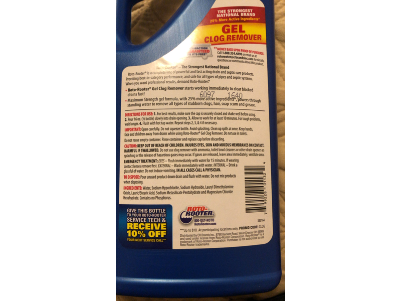 Roto Rooter Gel Clog Remover, 32 fl oz/0.94 L