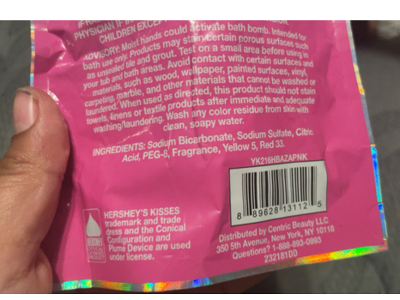 Hershey's Kisses Bath Bomb, Strawberry Creme, 1.4 oz/40 g