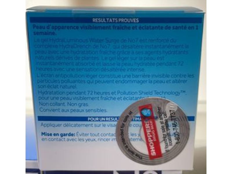 No7 Hydraluminous Water Surge Gel, Oil Free, 1.69 fl oz/50 mL