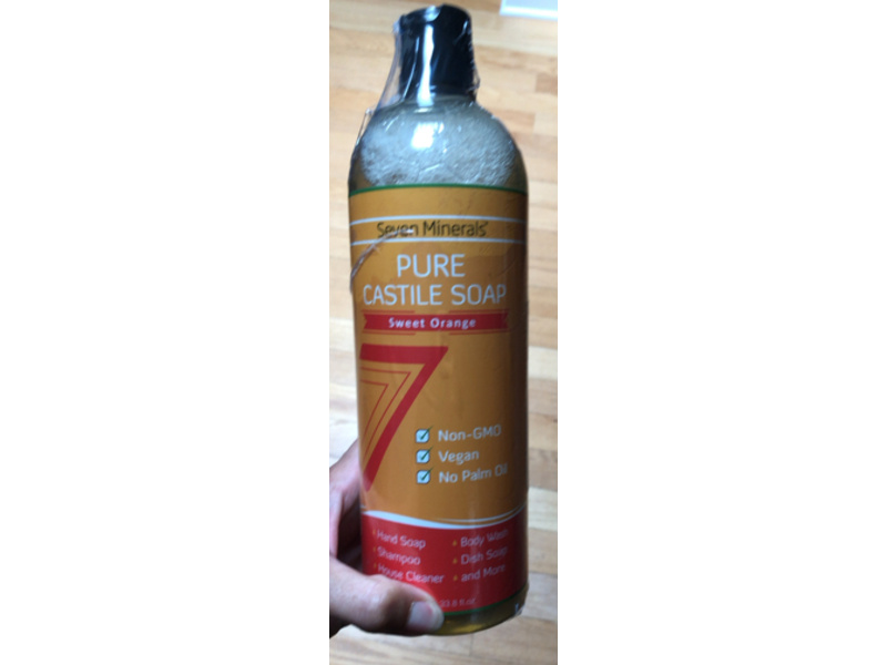 Seven Minerals Pure Castile Soap, Sweet Orange, 33.8 fl oz/1 L