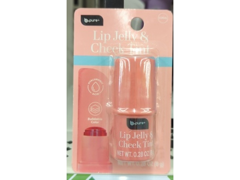 b.Pure Lip Jelly & Cheek Tint, Coral, 0.28 oz/8 g