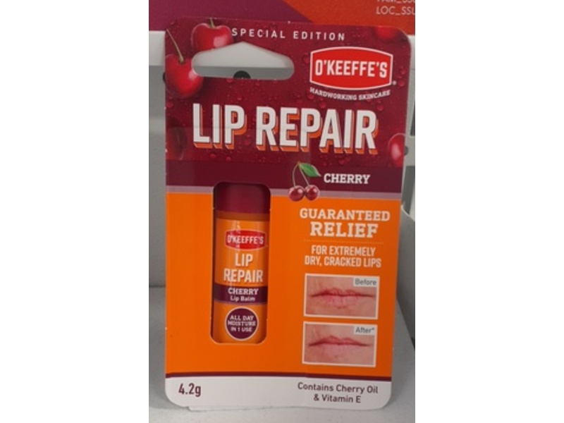 O'Keeffe's Lip Repair Lip Balm, Cherry, 4.2 g