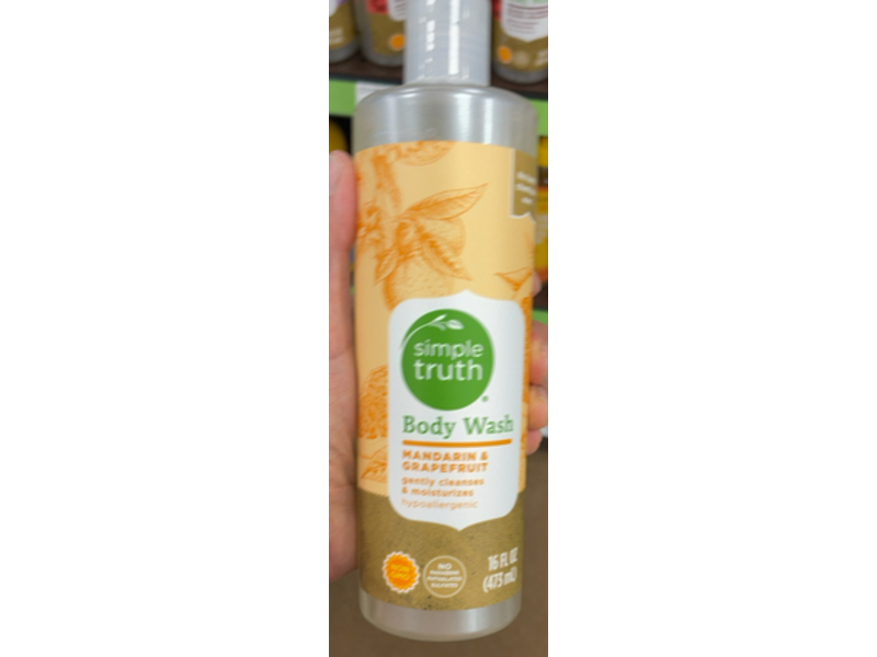 Simple Truth Organics Body Wash, Mandarin & Grapefruit, 16 fl oz/473 mL