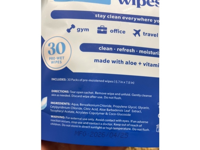 Singles Women's Face & Body Wipes, Fragrance Free, 30 Count
