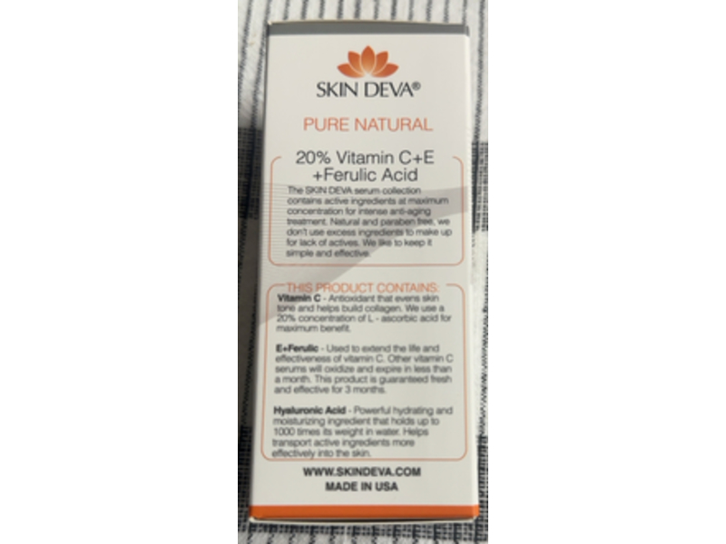Skin Deva Ferulic Acid Serum, 20% Vitamin C+E, 1 fl oz/30 mL