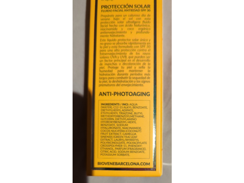 Biovene Anti Aging Face Fluid, Hyaluronic, SPF 30, 1.35 fl oz/40 mL