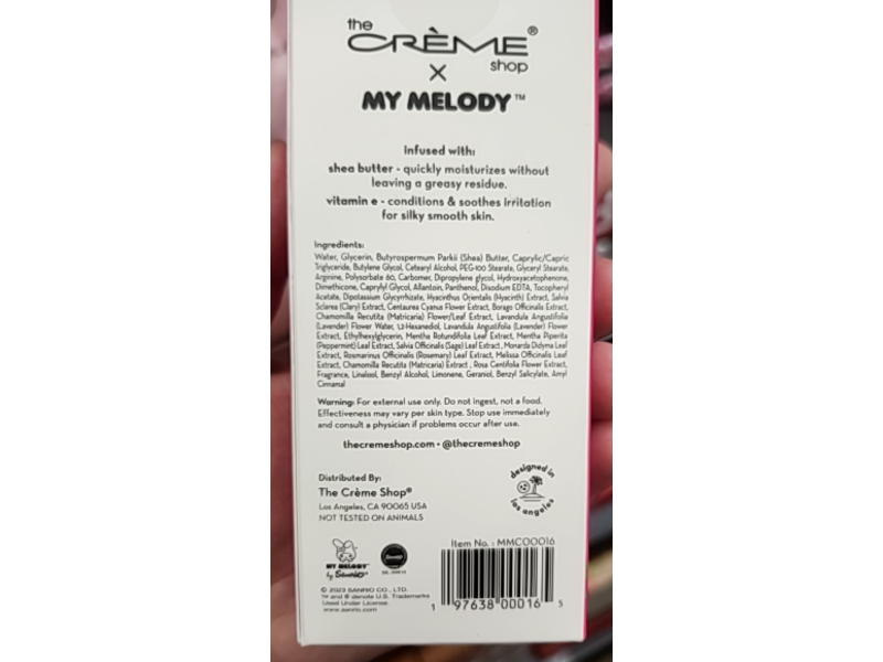 The Creme Shop My Melody Hand Creme, Watermelon, 1.69 fl oz/50 mL