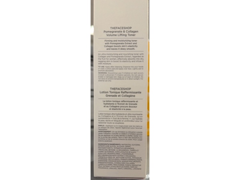 The Face Shop Volume Lifting Toner, Pomegranate & Collagen, 5.4 fl oz/160 mL