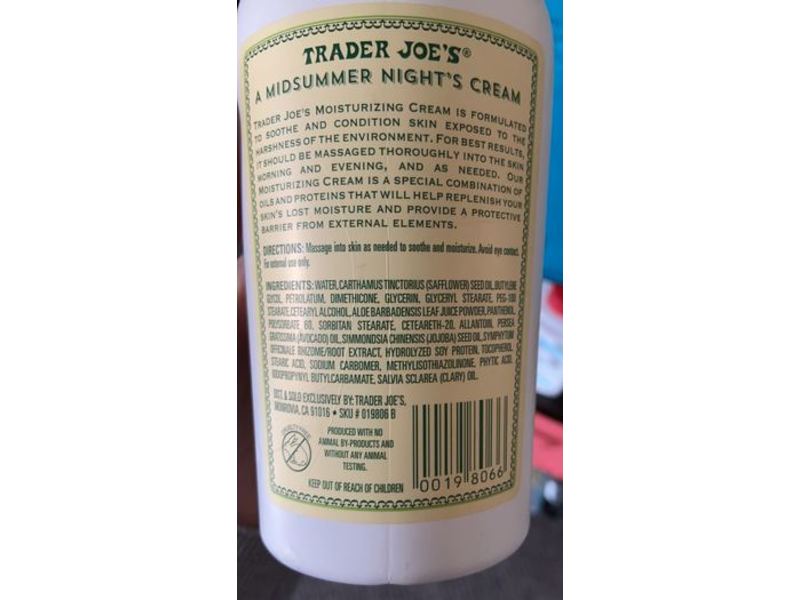 Trader joe's A Mildsummer Night's Cream, Unscented Herbal Blend With Aloe, 16 fl oz/473 mL