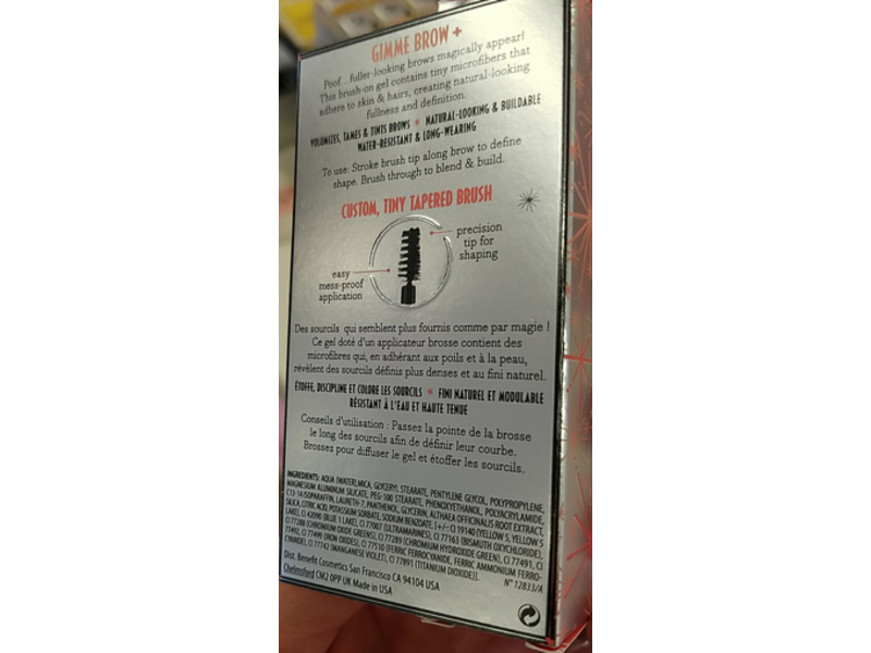 Benefit Gimme Brow+, Brow Volumizing Fiber Gel, 3 Medium Neutral Light Brown, 0.1 oz/3 g