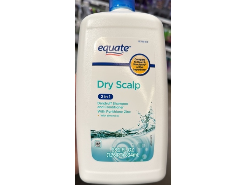 Equate 2 In 1 Dry Scalp Dandruff Shampoo And Conditioner, Almond Oil, 28.2 fl oz/834 mL